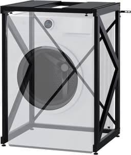 Wasmachine Ombouw - Opbouwmeubel Rek - Ruimte Besparen - Breedte Verstelbaar - 72-84 cm Breed - Zwart — thumbnail 1