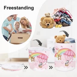 wasmand, dieren, regenboog, voor jongens en meisjes, opvouwbaar, opbergmand, speelgoed, kleding, voor badkamer, slaapkamer, ballon, 63 l — thumbnail 5