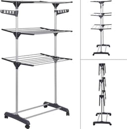Droogrek Uittrekbaar - Was Toren - Kleding Drogen - Plat Droog Functie - 72 x 56 x 152 cm - Grijs — thumbnail 4