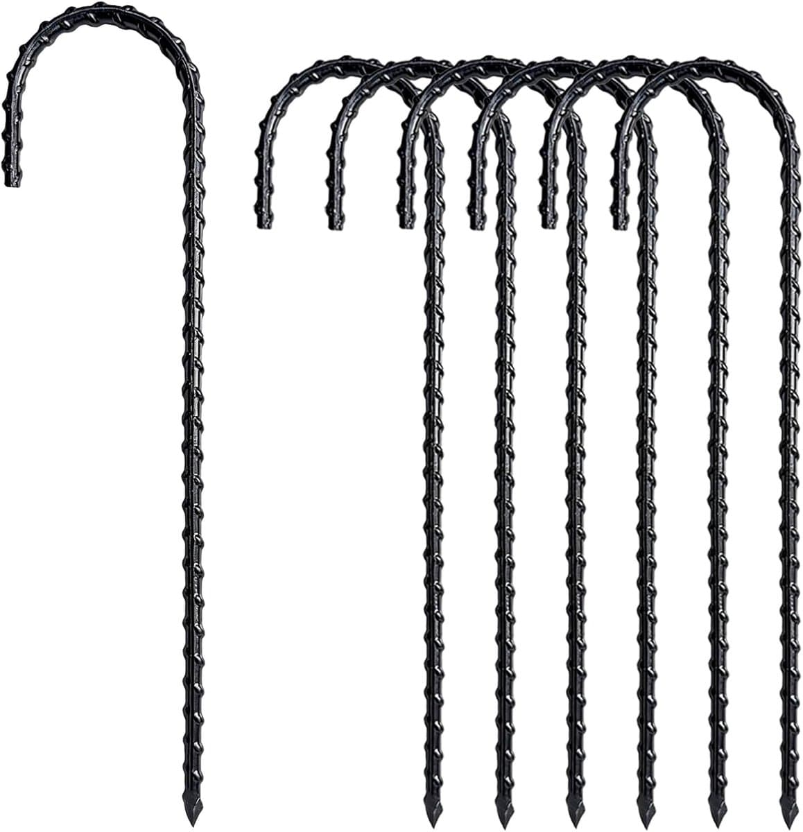 SnelShoppen - 6 Stuks 30 cm Grondankers van Massief Staal, J-Type Verzinkt Staal, Tentharingen, Roestvrij voor Bevestigen van Trampoline, Omheining, T — afbeelding 1