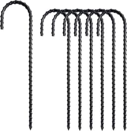 SnelShoppen - 6 Stuks 30 cm Grondankers van Massief Staal, J-Type Verzinkt Staal, Tentharingen, Roestvrij voor Bevestigen van Trampoline, Omheining, T — thumbnail 1