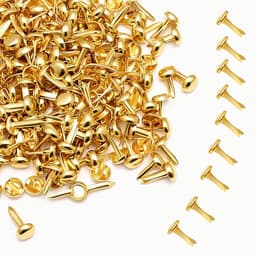 Metalen ronde kopjes voor knutselen, 200 stuks, goudkleurige briefklemmen voor documenten, foto's en creatief gebruik, gemakkelijk te openen en sluiten — thumbnail 1