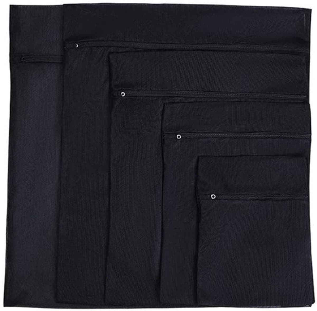Set van 5 waszakken - Fijn gaas - Zipper - Zwart — afbeelding 1