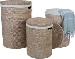 Wasmand met deksel – rotan wasmand – Opbergmand – Rotan White Wash — thumbnail 2