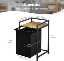 Wassorteerder voor Waskamer en Slaapkamer met Legplank en Dubbele Uittrekbare Uitneembare Zakken 69 L Zwart wassorteerder — thumbnail 5