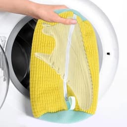 Set van 2 schoenenwaszakken, waszak, schoenen, sneakers, wasnet met meerdere beschermingen, zelfreinigende schoenen dikke waszak, verhoogde wrijving aan de binnenkant, geel — thumbnail 3