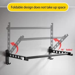 Opknoping Rekken Aluminiumlegering - Wandmontage Roterende Drogen Rekken - Folding Kleding Droogrek met Balkon Kleding Hanger - Kast Organizer voor Badkamers en Wasruimtes folding wall laundry rack — thumbnail 4