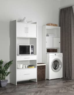 Kast Voor Wasmachine, Droger Of Toilet Willa - Wit - Symbiosis - Wasmachine Ombouw - Wit - Melamine; Spaanplaat — thumbnail 3