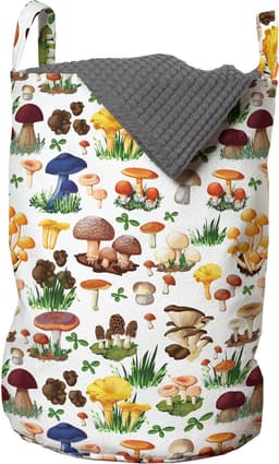 New Bed Natuur Paddenstoelen wilde natuurprint Opbergmand kinderkamer met Handvatten en Koordsluiting, Speelgoedmand kinderen - Speelgoedkist- Wasmand Kinderkamer - Wasbox - 33 x 48 cm — thumbnail 1