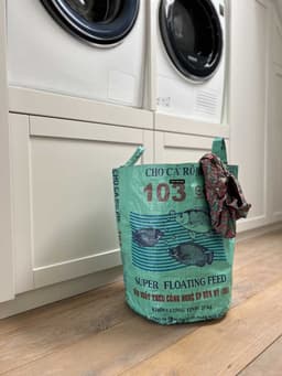 MoreThanHip - Waszak/opbergmand van gerecyclede cementzakken - Kamali vis groen - Ø38 x 48 cm — thumbnail 3