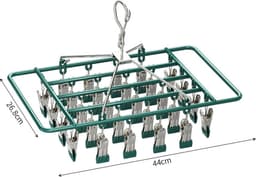 Sokkendroger - Wasknijpers - 28 knijpers - Rechthoek - Sokkenhanger - Sokken droogrek - Droogrek - Wasrek - Droogcarrousel - Droogcarrousel met knijpers - Sokken - Ondergoed - Bh’s — thumbnail 3