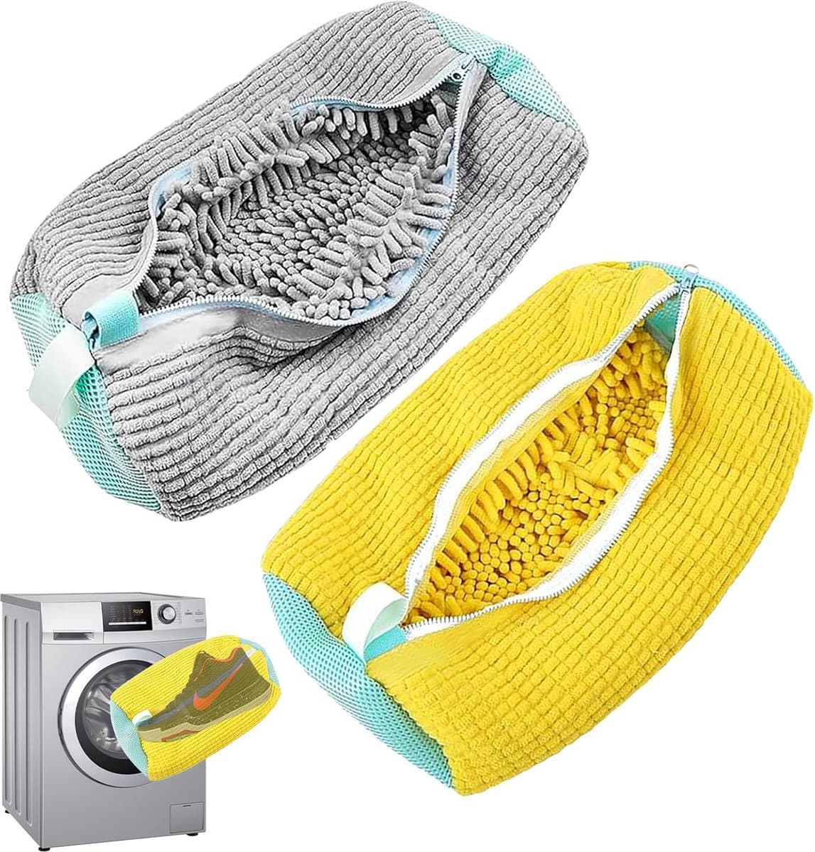 Innovatieve Schoenenzak voor Veilige Wasmachine Schoonmaak met Rits en Bescherming — afbeelding 1