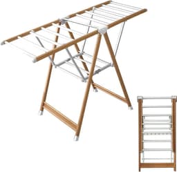Ruimtebesparend Vrijstaand Droogrek Met Verstelbare Gullwings - Opvouwbaar Aluminium Wasrek Voor Binnen En Buiten — thumbnail 1