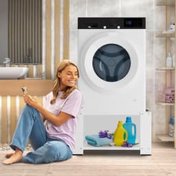 Wasmachine Verhoger - Wasmachine opbouwmeubel - Tot 150kg - Wasmachine Kast - Wasmachine Sokkel Universeel Wit — thumbnail 5