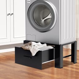 2X Wasmachine verhoger met lade Wasmachine opbouwmeubel Wasmachine kast Wasmachine sokkel Zwart — thumbnail 5