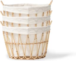 Rotan wasmand rond - organisch mand -opbergmand - in stapelbaar - 100% duurzaam katoen en rotan — thumbnail 5