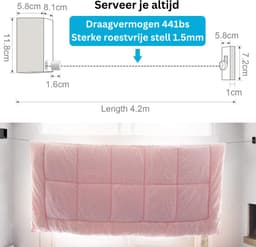 White-Label® Waslijn Uittrekbaar - Wanddroogrek - Wasdraad - Zwart — thumbnail 3