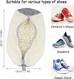Schoen Wassen zak - Waszak Schoenen - sneakerwaszak - Polyester - 39*19 cm - wit en grijs - herbruikbare - verhoogde wrijving aan de binnenkant - voor schoen verzorging — thumbnail 5