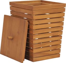 vidaXL - Wasmand - 30x30x45 - cm - massief - teakhout — thumbnail 3