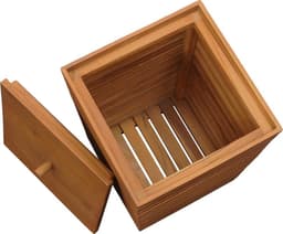 vidaXL - Wasmand - 30x30x45 - cm - massief - teakhout — thumbnail 5