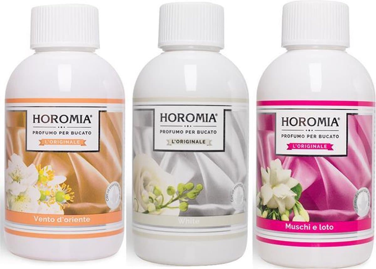 Wasparfum Horomia | set 3 x 250 ml Vento d'Oriente, White, Muschi e loto — afbeelding 1