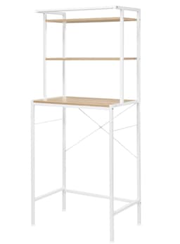 CYRO - Wasmachine Meubel - Wasmachine Kast - Wasmachine Ombouw - WC opbergrek - Kast - met 3 laags handdoekrek - Light Oak - Wit — thumbnail 2