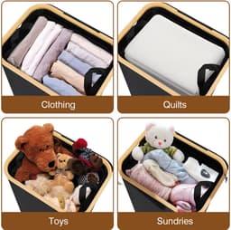 Slanke wasmand met deksel, 160 l, uitneembare voering van gaas, Oxford-stof, opvouwbaar, 57 x 37 x 75 cm, grijs — thumbnail 4