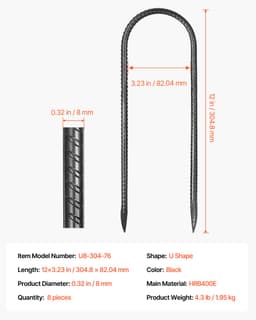 VEVOR 8x U-type Grondankers Grondnagels Haringen Tentharingen 304,8x82,04mm — thumbnail 2