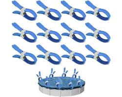 12 Stuks Zeilklemmen - Grote Roestvrijstalen Wasknijpers - Clips Voor Zwembadafdekkingen - Gordijnclips - Dekzeil Klemmen - Kledingclips Van Metaal - Geschikt Voor Het Drogen Van Dekbedden, Sokken, Kleding En Zwembadafdekkingen - Blauw — afbeelding 1