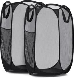 Wasmand - Opbergmand 75 liter - Wassorteerder - Mand Rond met handvaten - Wasbox Opvouwbaar Ademend - Speelgoedmand - voor kleding en opbergruimte - Zwart — thumbnail 1