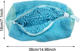 Famanu – Schoenwaszak - 2 stuks - herbruikbare waszak met ritssluiting - dik - 360 graden reinigingsfleece - waszak voor sneakers - tennisschoenen - blauw — thumbnail 4