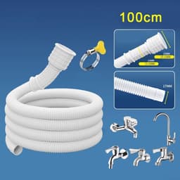 Waterdichte PVC-verlengslang voor airconditioning en wasmachine met flexibele koppelingen voor 15-25 mm aansluitingen (100 cm) Wit 5 m — thumbnail 2