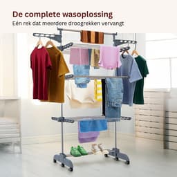 CLVP® Wasrek Inklapbaar op Wieltjes - Droogmolen - Droogtoren Staand — thumbnail 3