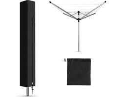 Droogmolen Hoes - 180x16x16 cm - Hoes voor Droogmolen - met rits - 210D Oxford-stof - Droogmolen Hoes Universeel - Heavy Duty Roterende Waslijn Afdekking - Waterdicht en UV-Bestendig Stofdicht, Regenbestendig - voor Tuin, Binnenplaats, Buiten - Zwart — afbeelding 1