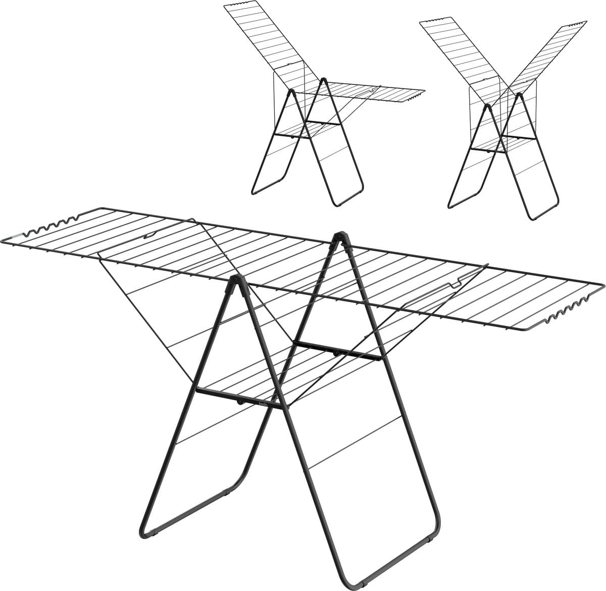 Wasrek - Droogrek Inklapbaar - 27 meter drooglengte - Zwart – Bodo — afbeelding 1