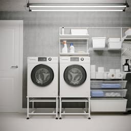Wasophoogte® Wasmachine verhoger- Wasmachine opbouwmeubel XL - Wasmachine sokkel - 45cm hoog - Wit - Dubbel - Universeel - 63*126 (LxB) - Inclusief wandbeugels — thumbnail 5