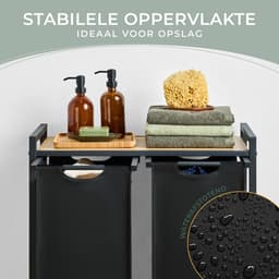 Waskast Met Manden - Kleding Opberger - Kleding Sorteren - 2 Gescheiden Vakken - 64.5 x 36 x 73 cm — thumbnail 3