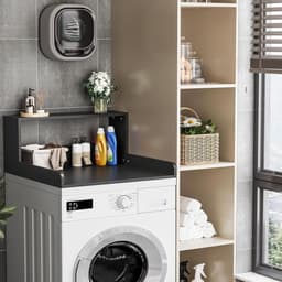 Wasmachine Werkblad - Droger Plateau - Opbergen Wasruimte - Met Randen - 80x80x15 cm - Zwart — thumbnail 3