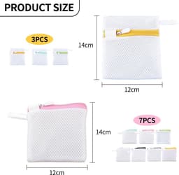 Allecto - Waszakjes - Mini - Net - Ondergoed - Sokken - Accessoires - Wassen - Opbergen - Wit - Set van 10 — thumbnail 3