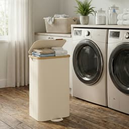 SONGMICS - Wasmand - Wasmand met Deksel - Uitneembare Zak - Bamboe Frame - Voor Wasruimte Slaapkamer — thumbnail 4