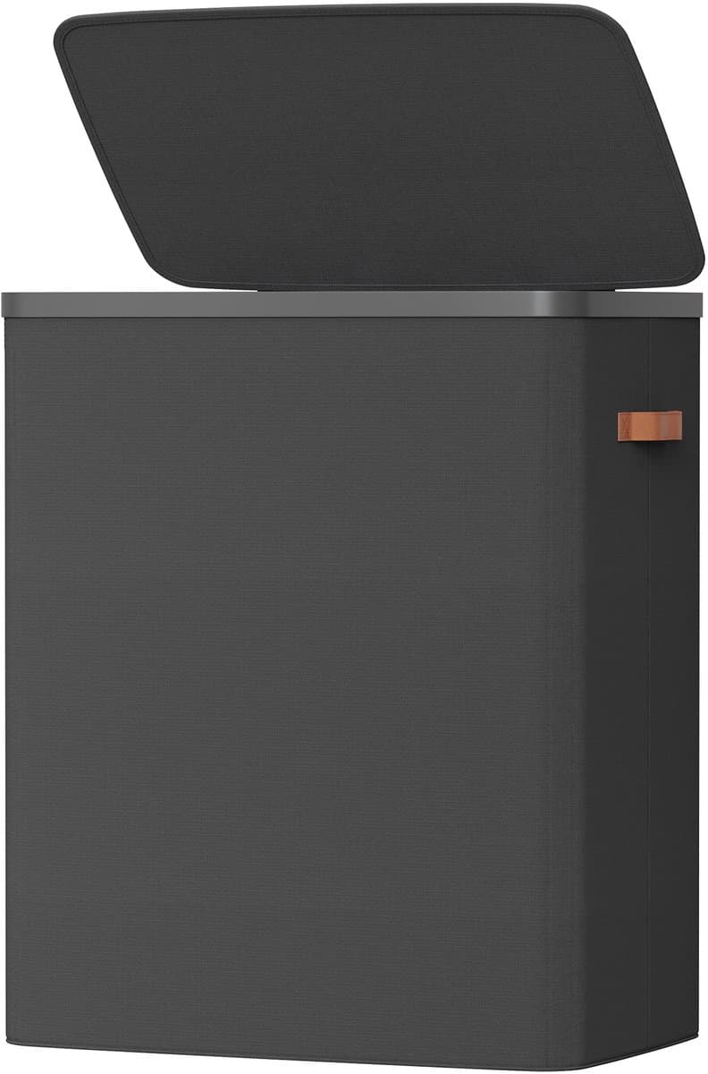 SONGMICS LCB814BH01 - Wasmand met 3 Vakken - 190 L Inhoud - Met Deksel en Handgrepen — afbeelding 1