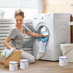 bh-waszakje - 3 ST. - Anti-Vervorming - mesh waszakken - Met Rits - Waszakje Lingerie - 15*17 cm - voor Wasmachine - Cilindrische Ritsen Wasmachinetas - grijs wit — thumbnail 3
