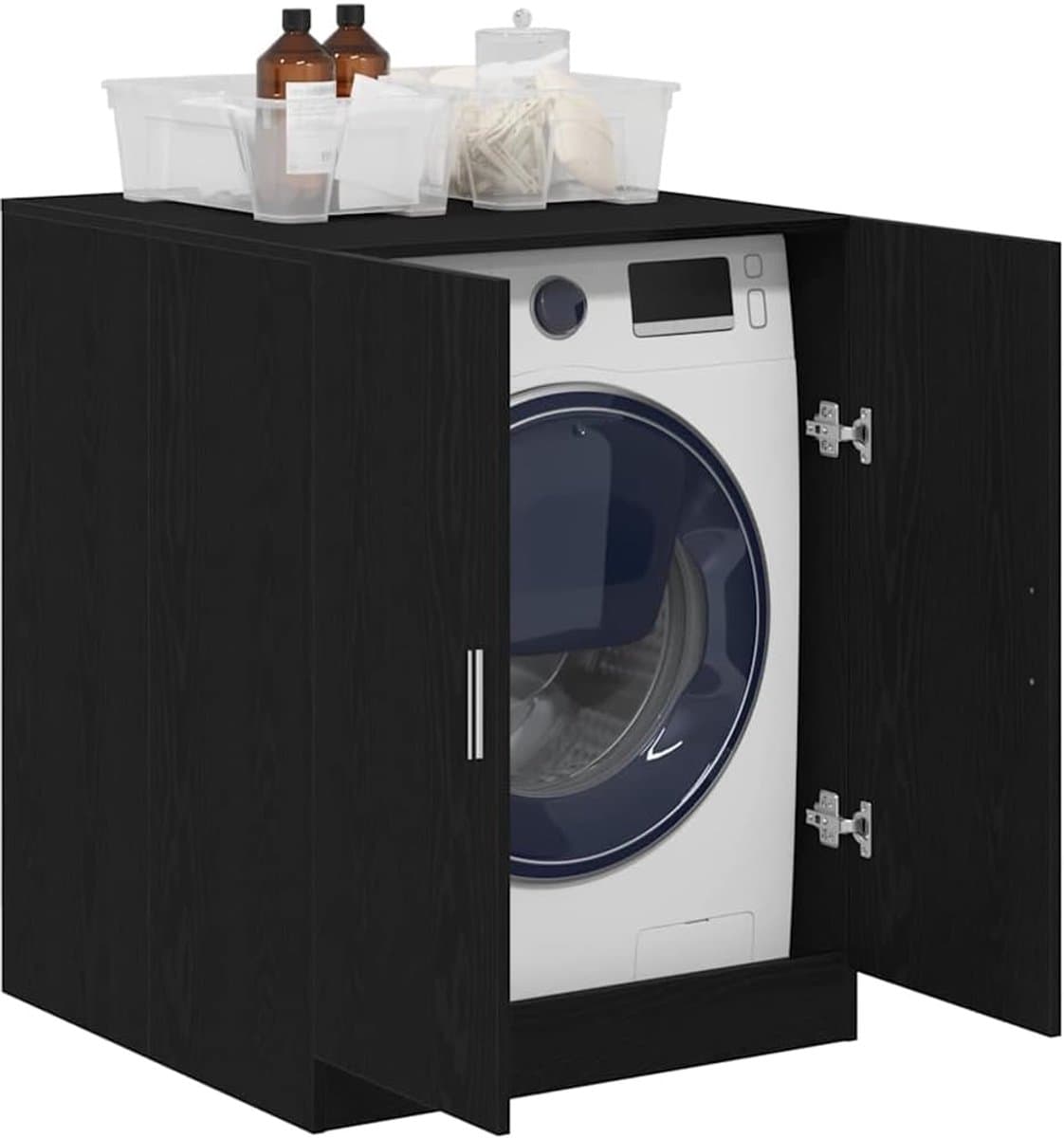 Wasmachinekast Dubbele Deur - Opbergkast Wasruimte - Badkamer Organisatie - Strak Modern Design - 106 x 39 x 17 cm — afbeelding 1