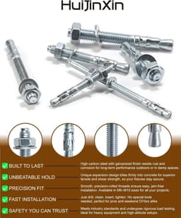Boutanker Set - Betonanker Pluggen - Zware Bevestiging - Roestvrij Koolstofstaal - M6 x 60 mm - Zilver — thumbnail 5