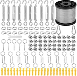 Allecto - Waslijndraad - M5 spanschroeven - Roestvrijstalen kern - Klimplanten - Draadspanners - Trellis systeem - Drooglijn - Geschikt voor buiten - Roestvrijstalen model — thumbnail 1