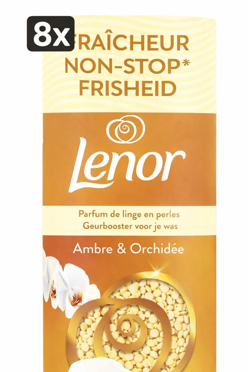(8x) Lenor Geurbooster Amber & Orchidee - Geurparels 155g/12sc — afbeelding 1