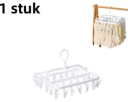 1 stuk - Wasknijpers - Opvouwbaar - 32 knijpers - Voor sokken en ondergoed - Draagbaar hangrek voor binnen/buiten - Wit — afbeelding 1
