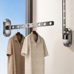 1 stuk - Opvouwbaar wasdroogrek - Kledingstang - Wasdroogrek - Zuignap - Multifunctioneel onzichtbaar wasdroogrek voor thuisgebruik - 44 cm * 12,5 cm * 6 cm - Grijs — thumbnail 2