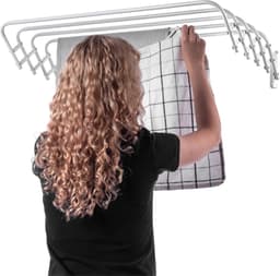 DnA® Wanddroogrek - Wanddroogrek Inklapbaar - Droogrek Muur - Wanddroogmolen - Wit - 45cm x 80cm x 18cm — thumbnail 4