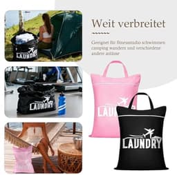 Ultiluxe® Waszakken - 2 Stuks - Reis Waszak - Schone en Vuile Was Tas - Wastas voor volwassenen en kinderen - Waterafstotend - Met Rits - Roze/zwart — thumbnail 3